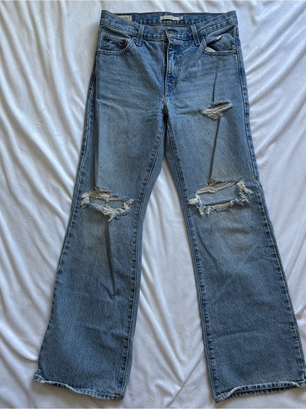 Levi's Light Blue Distressed Straight-Leg Jeans